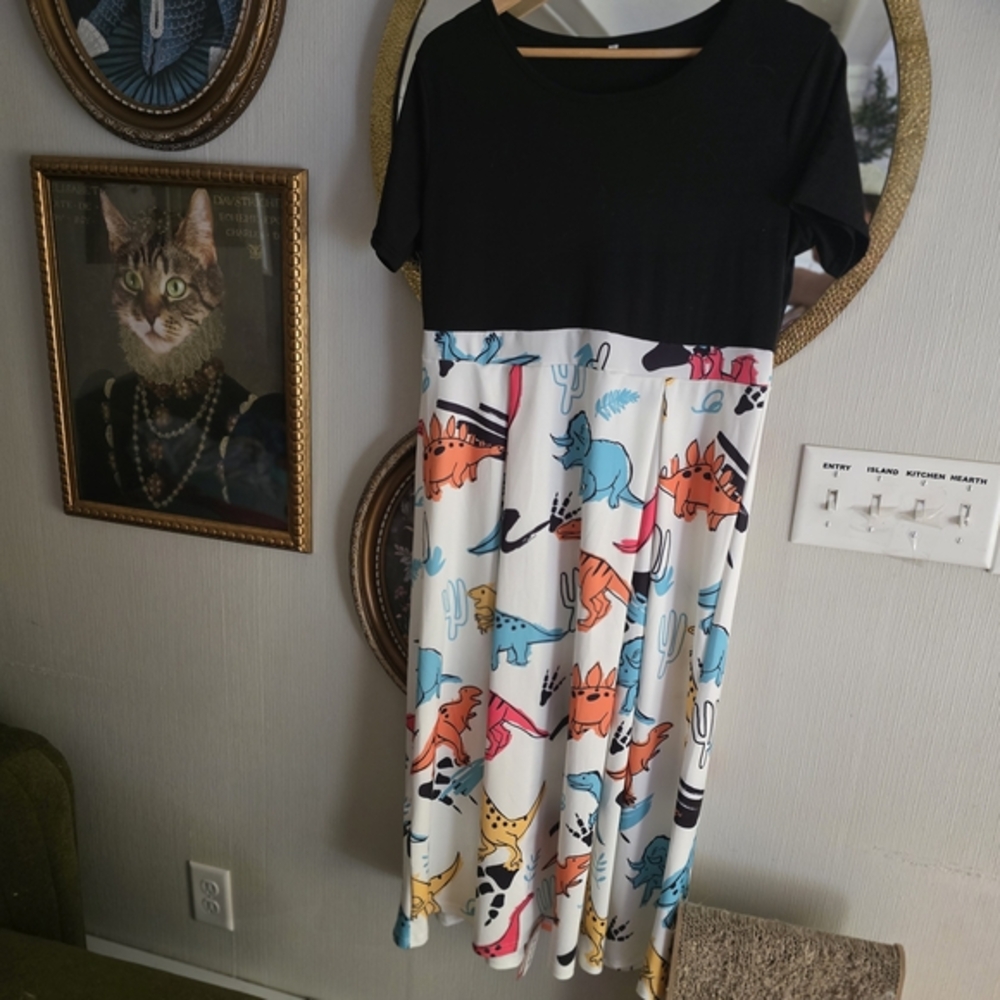 Colorful Dinosaur Print‎ Maxi Dress